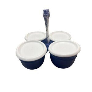 Tupperware Essentials  Navy Blue‎ Condiment Caddy with Lids NEW